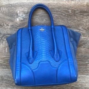 Pour La Victoire Blue Leather Tote